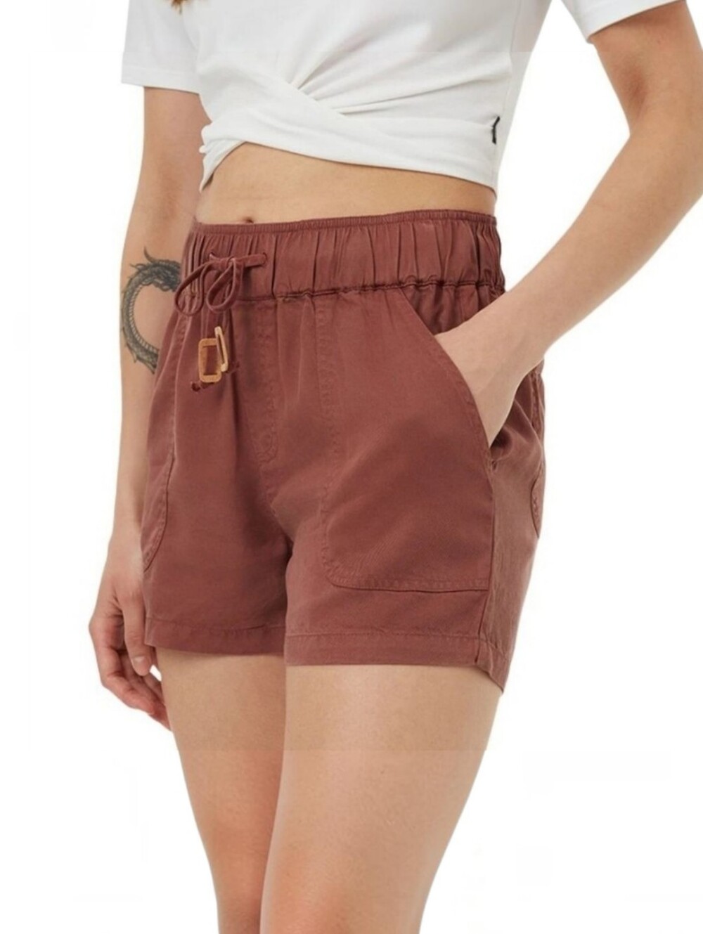 Tentree Tencel Instow Shorts Womens Twill Mid-rise Pull-on Short M